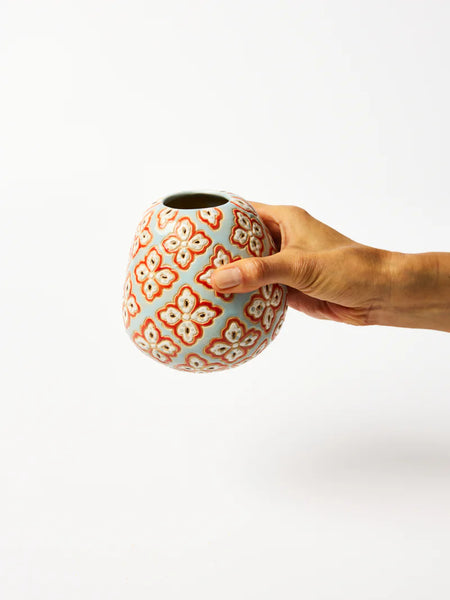 POLLEN VASE BLUE PAISLEY  | Jones & Co