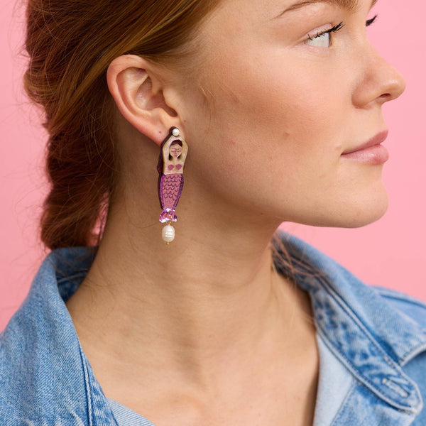 Mermaid + Message in a Bottle Earrings - Violet | Martha Jean