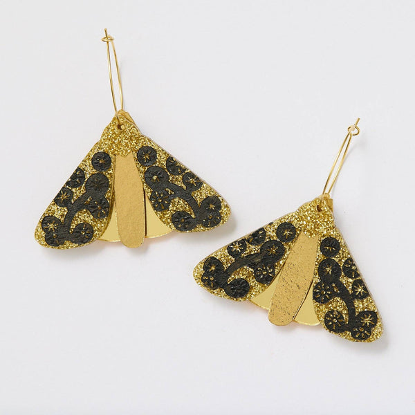 Moth Wattle Earrings - Gold/Black | Martha Jean