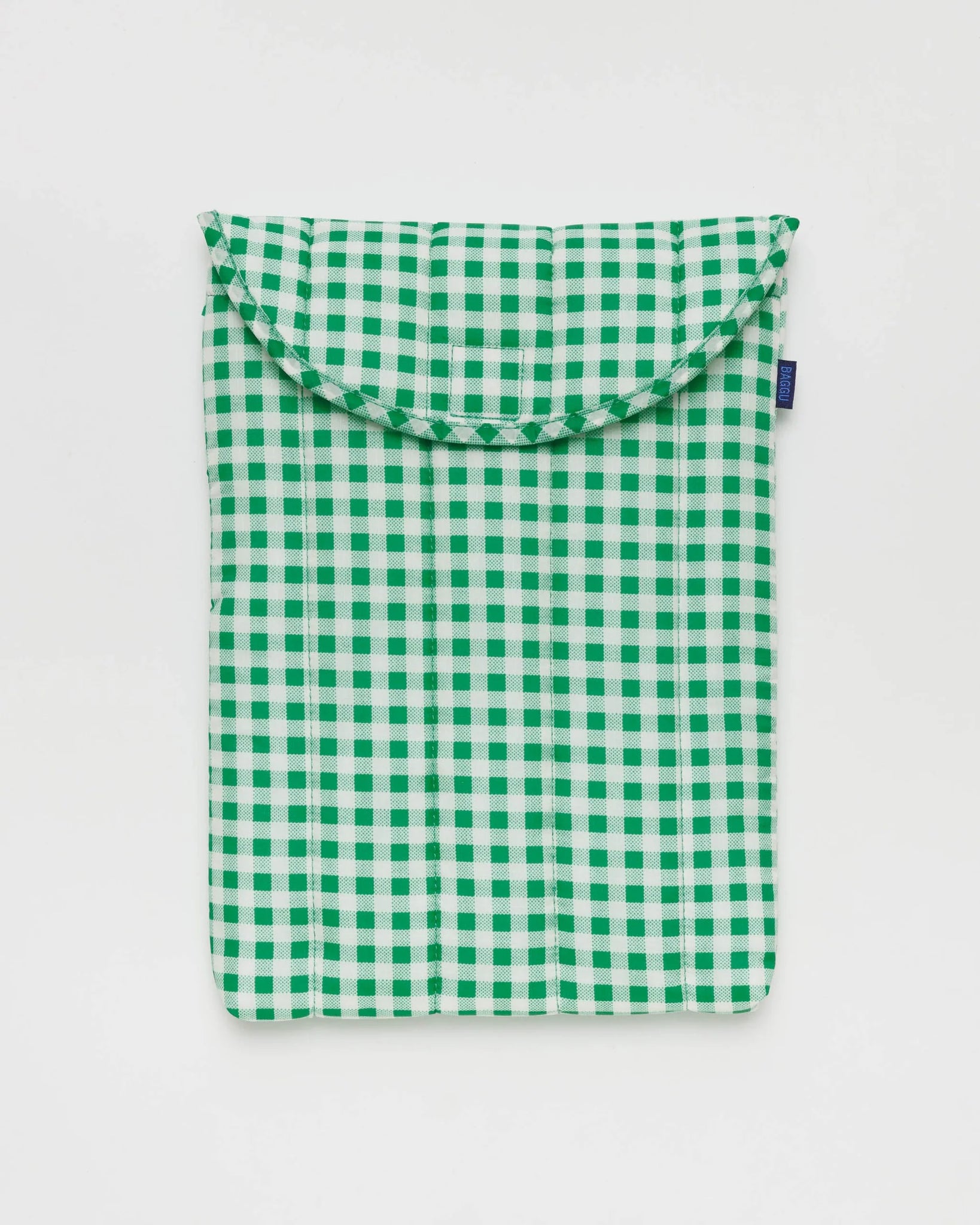 Baggu | Puffy Laptop Sleeve 13"/14" | GREEN GINGHAM