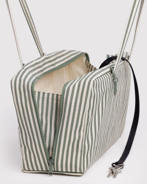 Baggu | Medium Nylon Bowler Bag | Sage Stripe