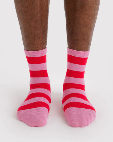 Baggu | Crew Socks | Pink Stripe