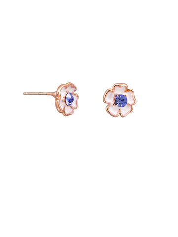 White Enamel Crystal Flower Studs | Tiger Tree