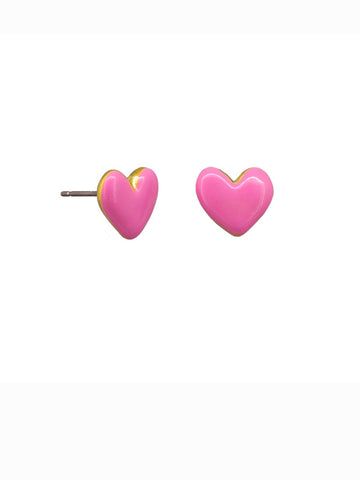 Pink Enamel Love Heart Studs | Tiger Tree