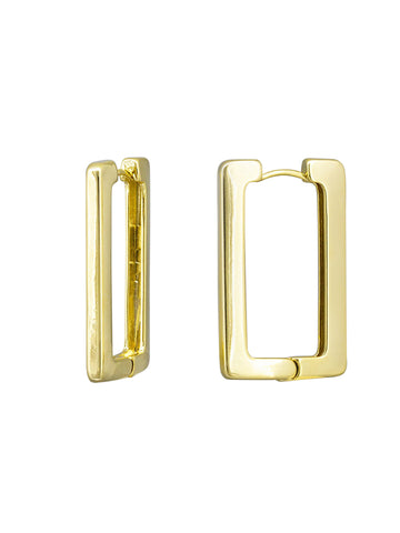 Gold Rectangle Squared Hoops | Tiger Tree
