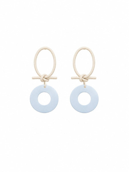 White and Blue Hanging Disc Earring | Tiger Tree