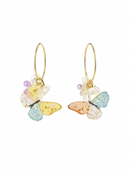 Gold Rainbow Butterfly Cluster Hoops | Tiger Tree