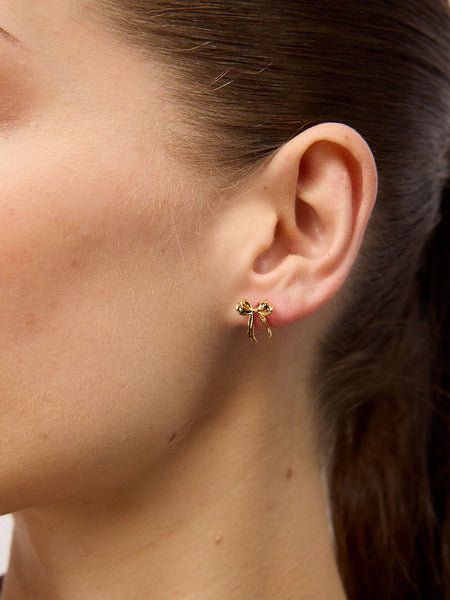 Gold Crinkle Bow Earrings | Tiger Tree