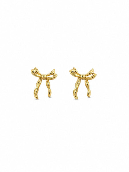 Gold Crinkle Bow Earrings | Tiger Tree