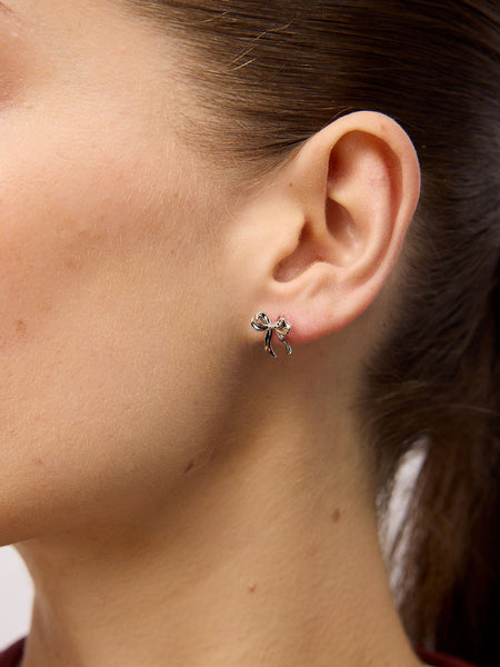 Silver Crinkle Bow Earrings | Tiger Tree