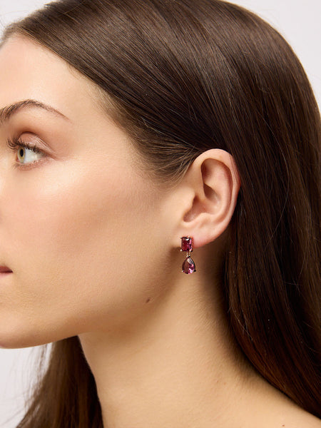 Rose Gold Maroon Crystal Bonny Earrings | Tiger Tree