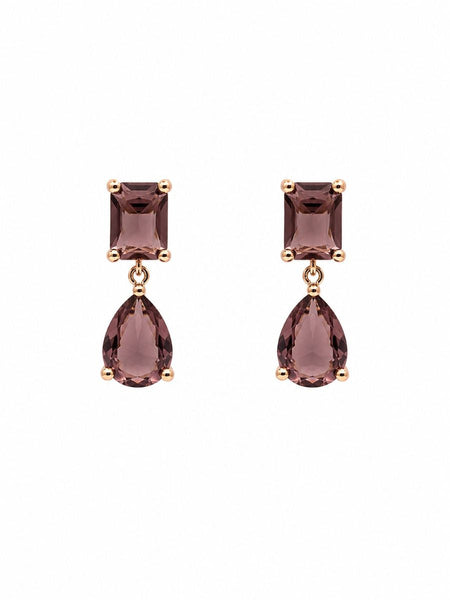 Rose Gold Maroon Crystal Bonny Earrings | Tiger Tree