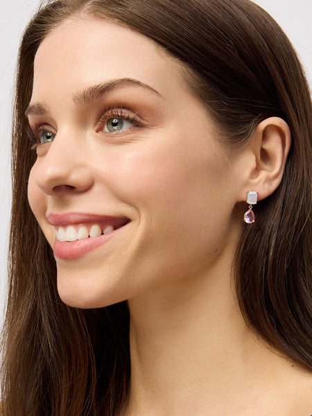 Rose Gold Pink Crystal Lottie Earrings | Tiger Tree