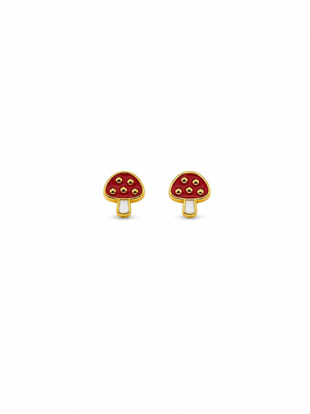 Gold Little Mushroom Studs  | Tiger Tree