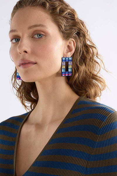 Jilsa Large Hoop Earring - Navy | Elk The Label
