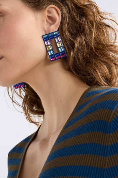 Jilsa Large Hoop Earring - Navy | Elk The Label