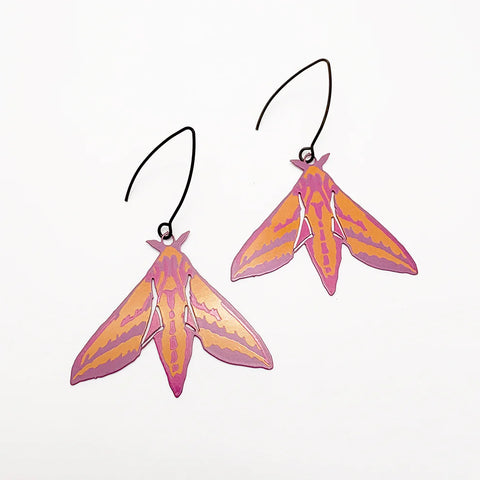 Midi Moth earrings in Elephant Hawk | Denzandco