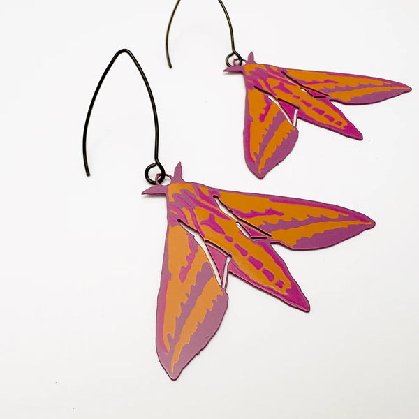 Midi Moth earrings in Elephant Hawk | Denzandco