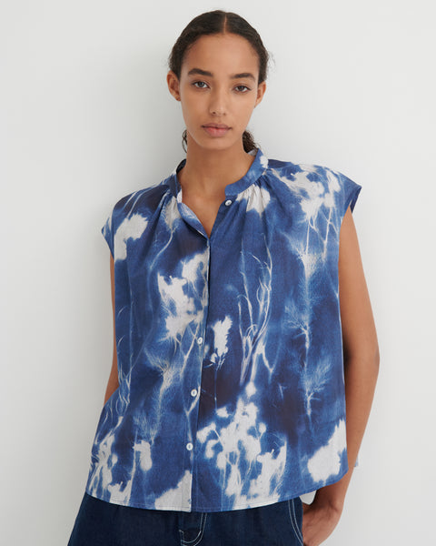 EQUINOX TOP - Cyanotype Floral | Kowtow