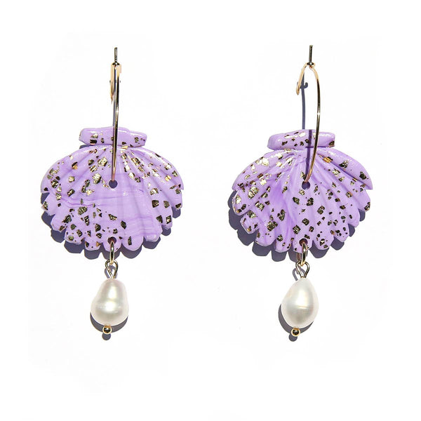 Lilac Shell Hoops  | Kingston Jewellery