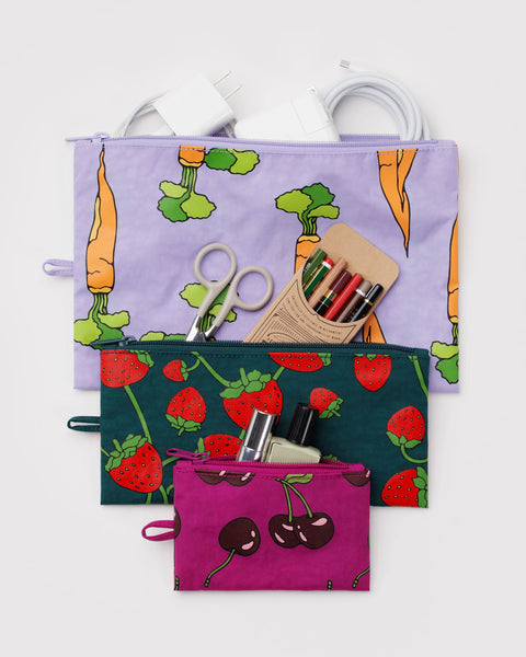 Baggu | Flat Pouch Set | Carrots and Berries
