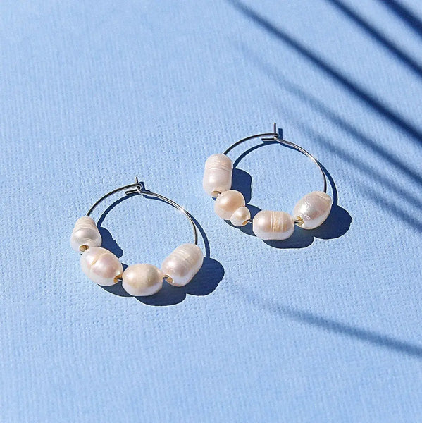 Small Silver Freshwater Hoops | Kingston Jewellery