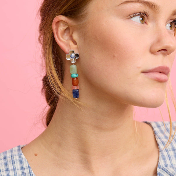 Madeline Beaded Earrings - Silver | Martha Jean