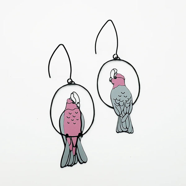 Galah earrings in Black/Pink/Grey | Denzandco
