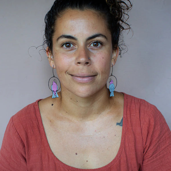 Galah earrings in Black/Pink/Grey | Denzandco