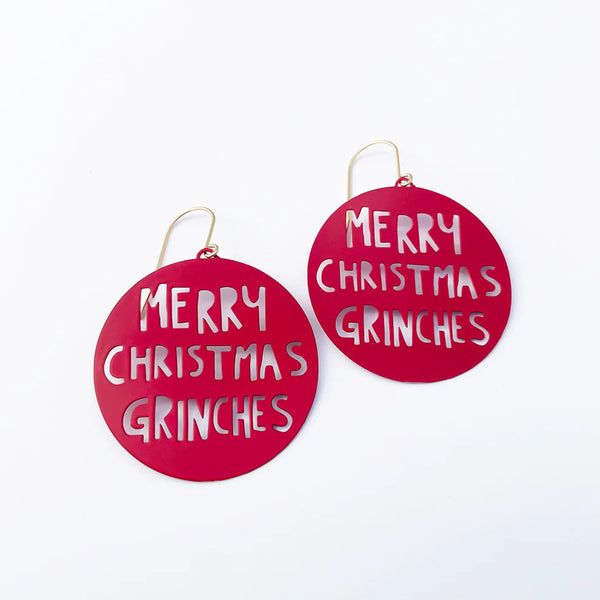 Merry Christmas Grinches earrings in Red | Denzandco