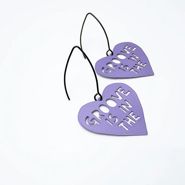 Mini Groove is in the Heart earrings in Purple | Denzandco