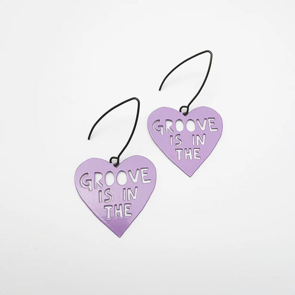 Mini Groove is in the Heart earrings in Purple | Denzandco