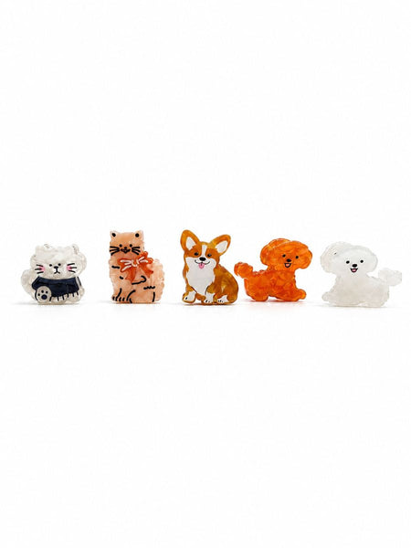 Set of 5 Mini Cat Dog Hair Clips | Tiger Tree