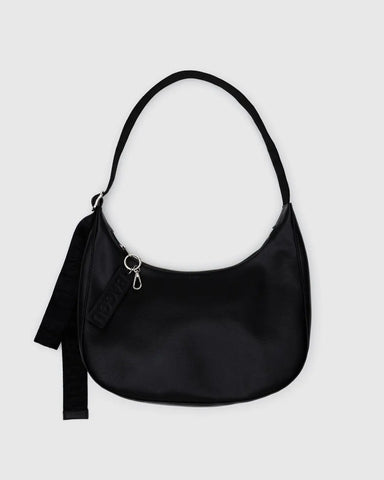 Baggu | Medium Recycled Leather Crescent Bag | Black