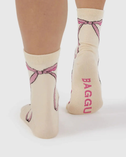 Baggu | Crew Socks | Pink Bow