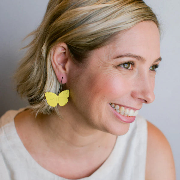 Butterfly earrings in Lemon Migrant | Denzandco