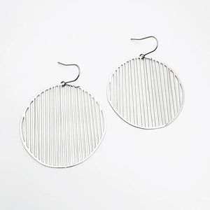 Line Disc Earrings in Silver | Denzandco
