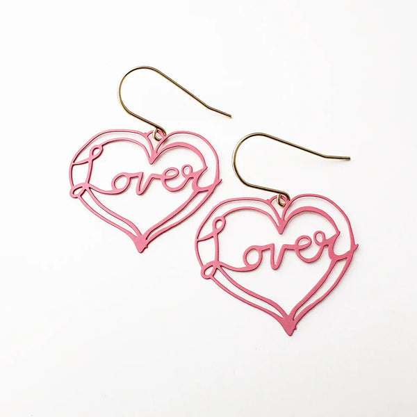 Midi Lover Heart earrings in Pink  | Denzandco
