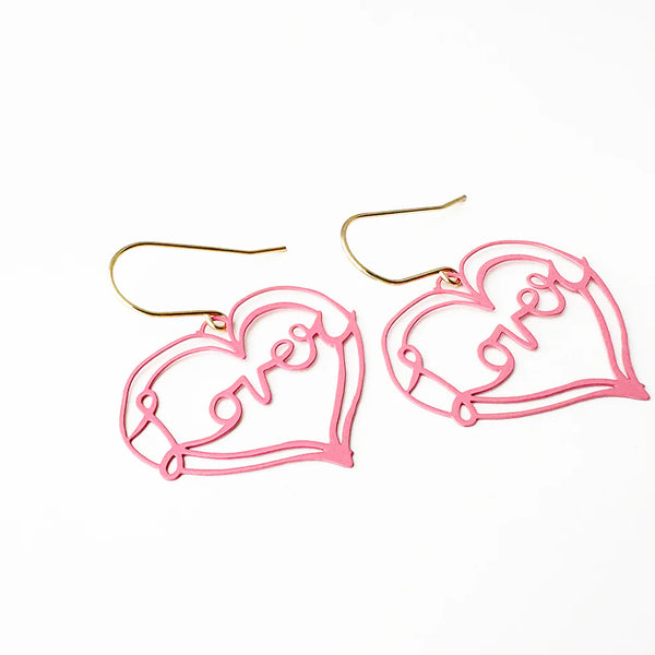 Midi Lover Heart earrings in Pink  | Denzandco