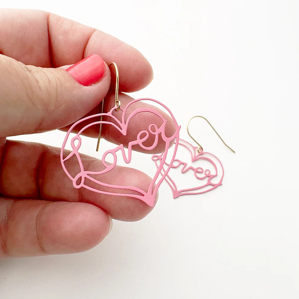 Midi Lover Heart earrings in Pink  | Denzandco