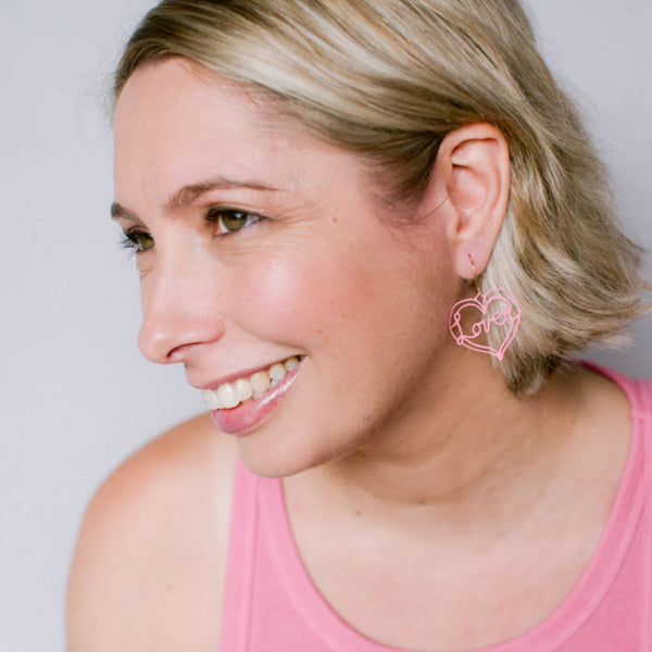 Midi Lover Heart earrings in Pink  | Denzandco