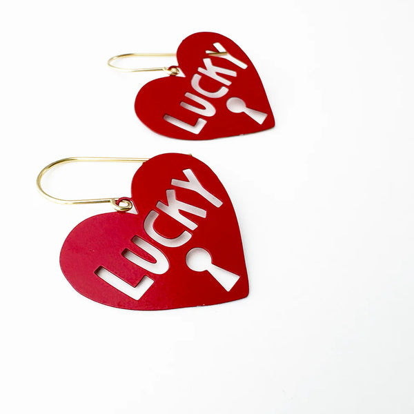 Midi Lucky Heart earrings in Red  | Denzandco