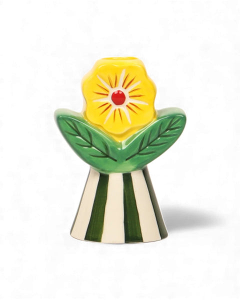 Retro Folk Stoneware Candle Holder | La La Land