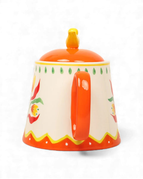 Retro Folk Stoneware Hand Painted Teapot | La La Land