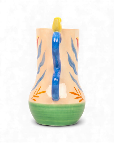 Retro Folk Stoneware Hand Painted Vase | La La Land