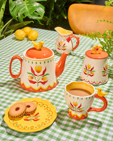 Retro Folk Stoneware Hand Painted Plate | La La Land