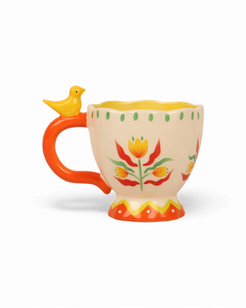 Retro Folk Stoneware Hand Painted Mug | La La Land