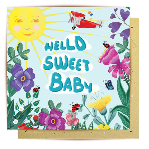 Hello Sweet Baby Airplane Greeting Card | La La Land