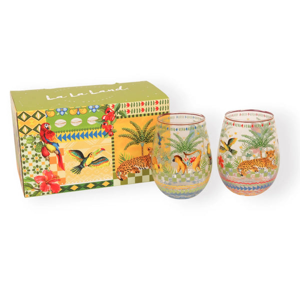 Glass Tumbler Large (Set of 2 glasses) Brazilian Summer Grid | La la land