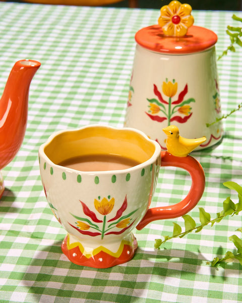 Retro Folk Stoneware Hand Painted Mug | La La Land